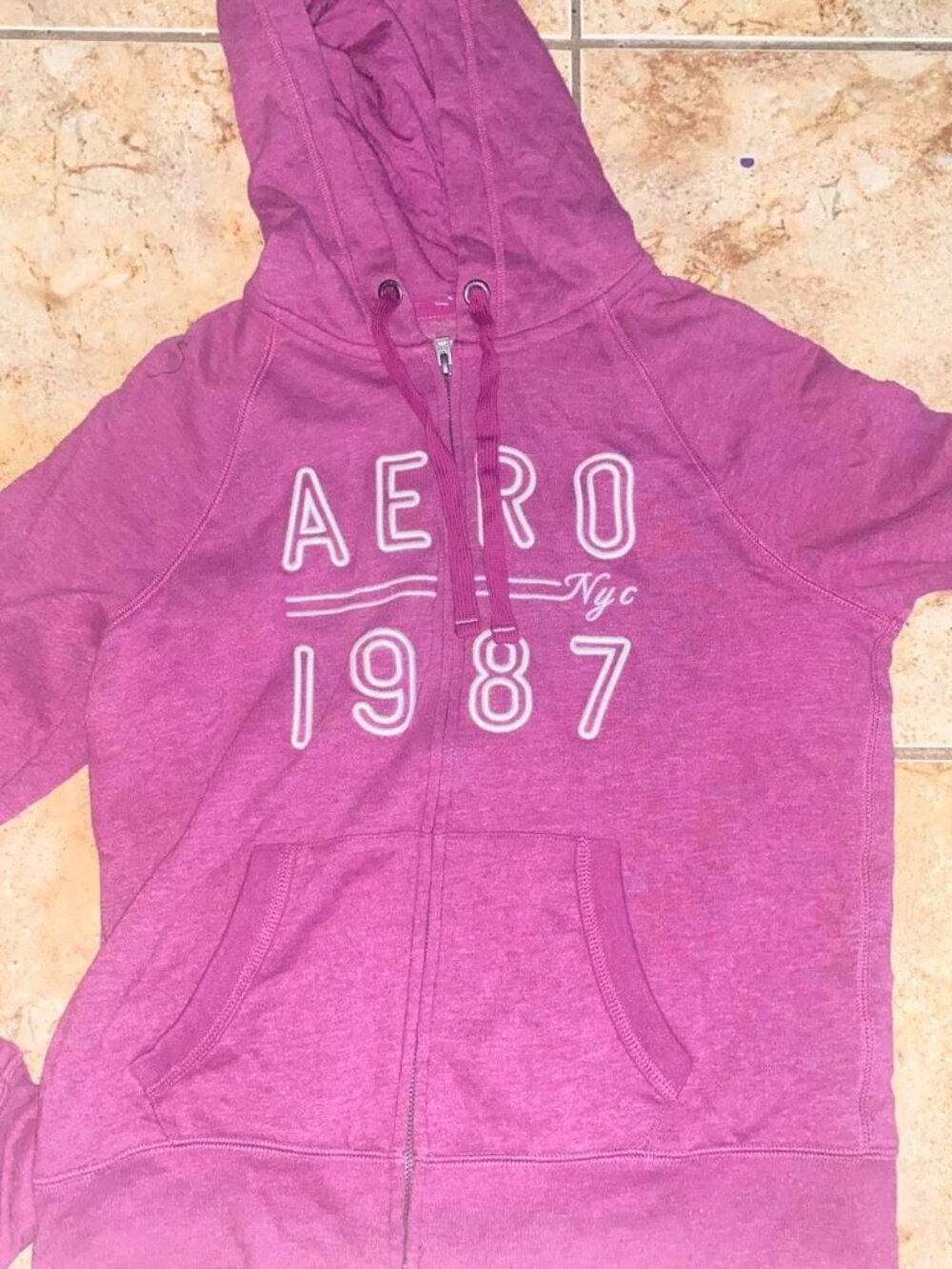 Aeropostale pink zip up hoodie Size M #aero